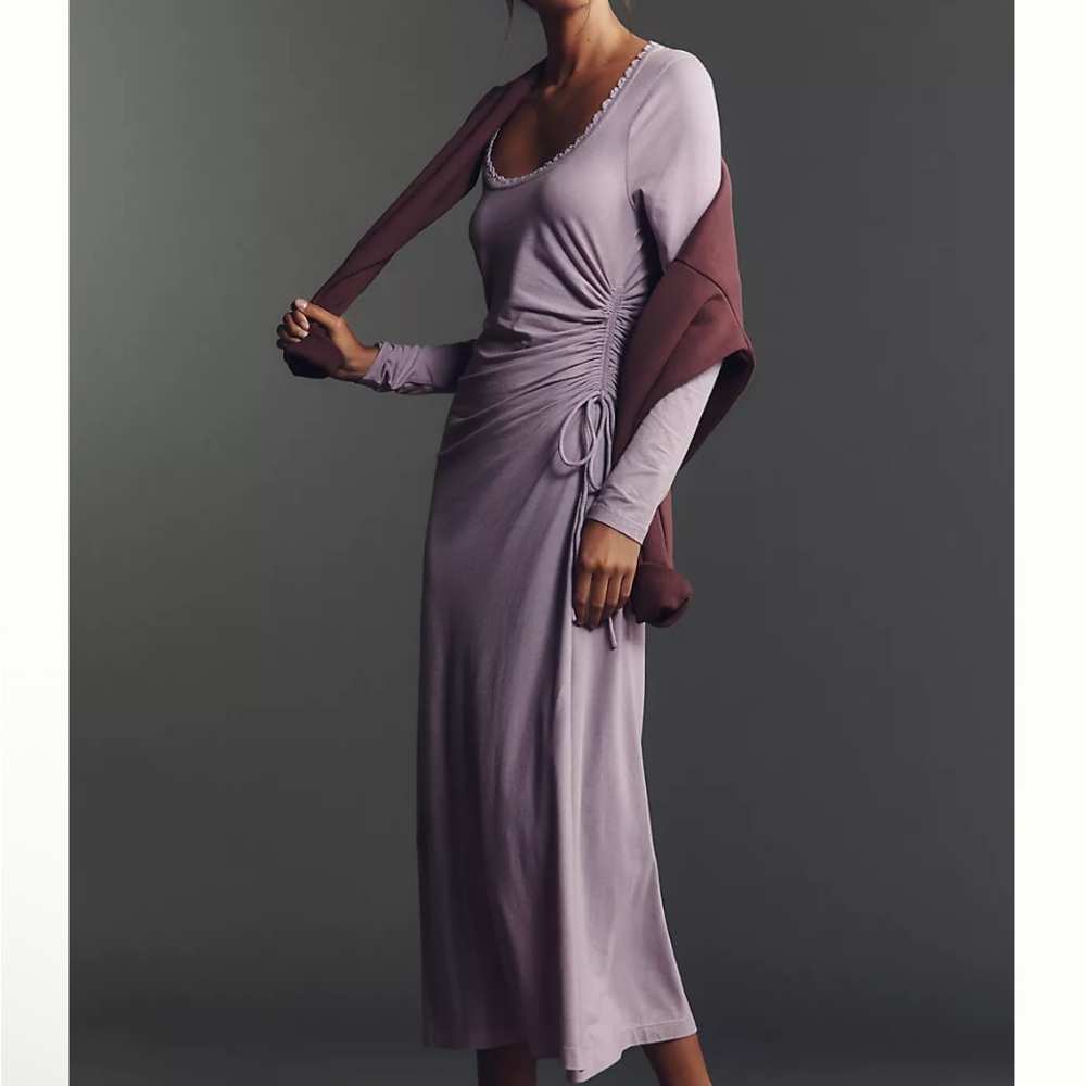 Anthropologie Daily practice long sleeve side slit column midi Dress